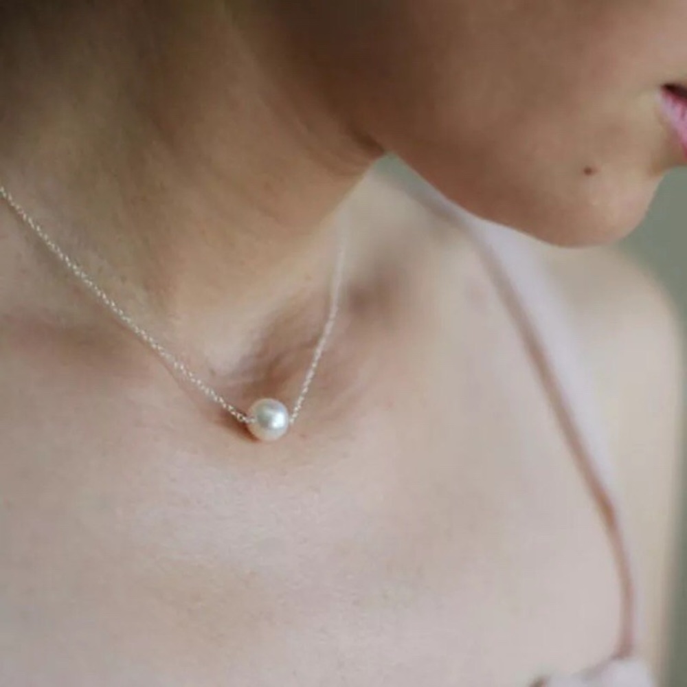 ‼️3/$30 Dainty Single Pearl Silver Choker Necklace